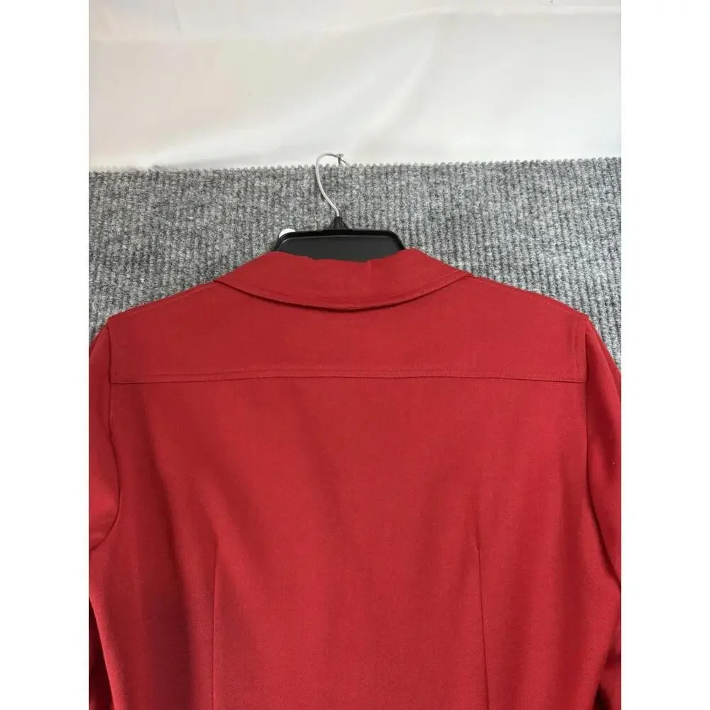 90s Vintage Designer Vertigo Paris Blazer Womens Medium Red Silver Accents Zips - Picture 12 of 15